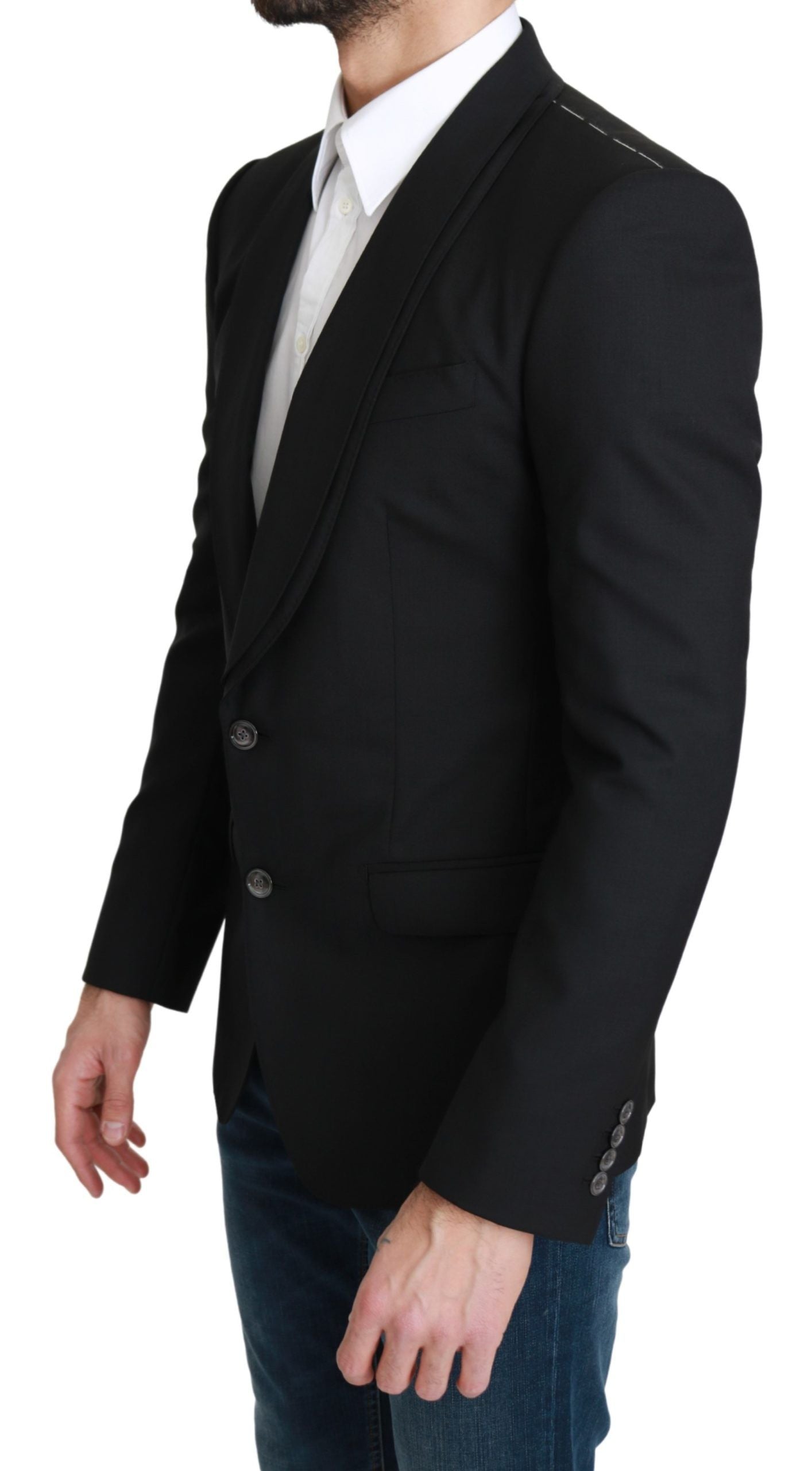 Dolce &amp; Gabbana Elegant Black Virgin Wool Formal Blazer