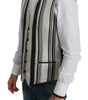 Dolce & Gabbana White Black Stripes Waistcoat Formal Vest