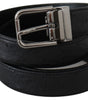 Dolce & Gabbana Black Exotic Skin Pattern Silver Buckle Belt
