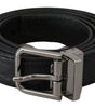 Dolce & Gabbana Black Exotic Skin Pattern Silver Buckle Belt