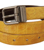 Dolce & Gabbana Yellow Exotic Skin Leather Grey Buckle Belt