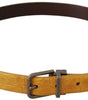 Dolce & Gabbana Yellow Exotic Skin Leather Grey Buckle Belt