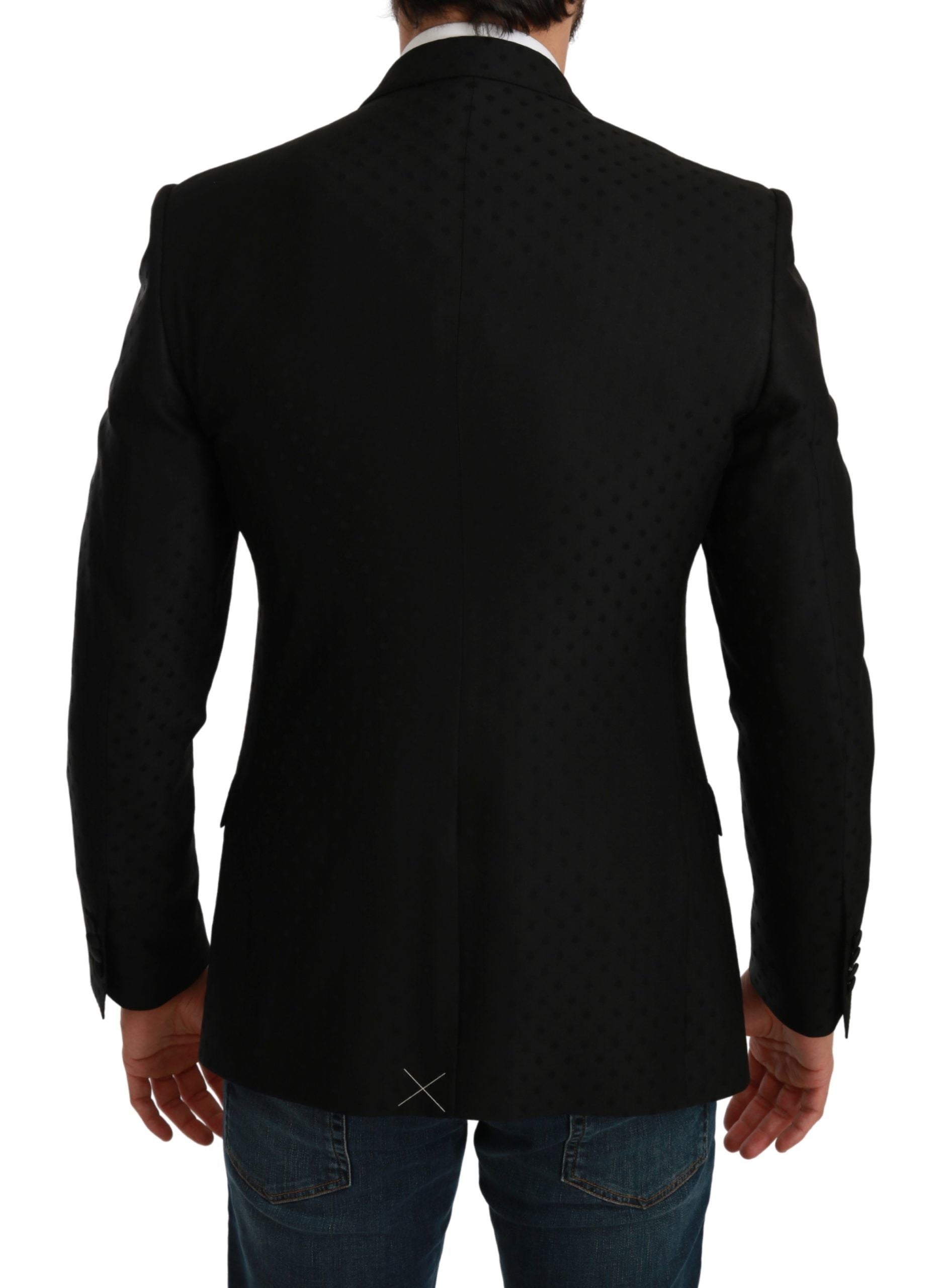 Dolce &amp; Gabbana Elegant Black Polka Dotted Wool Blend Blazer