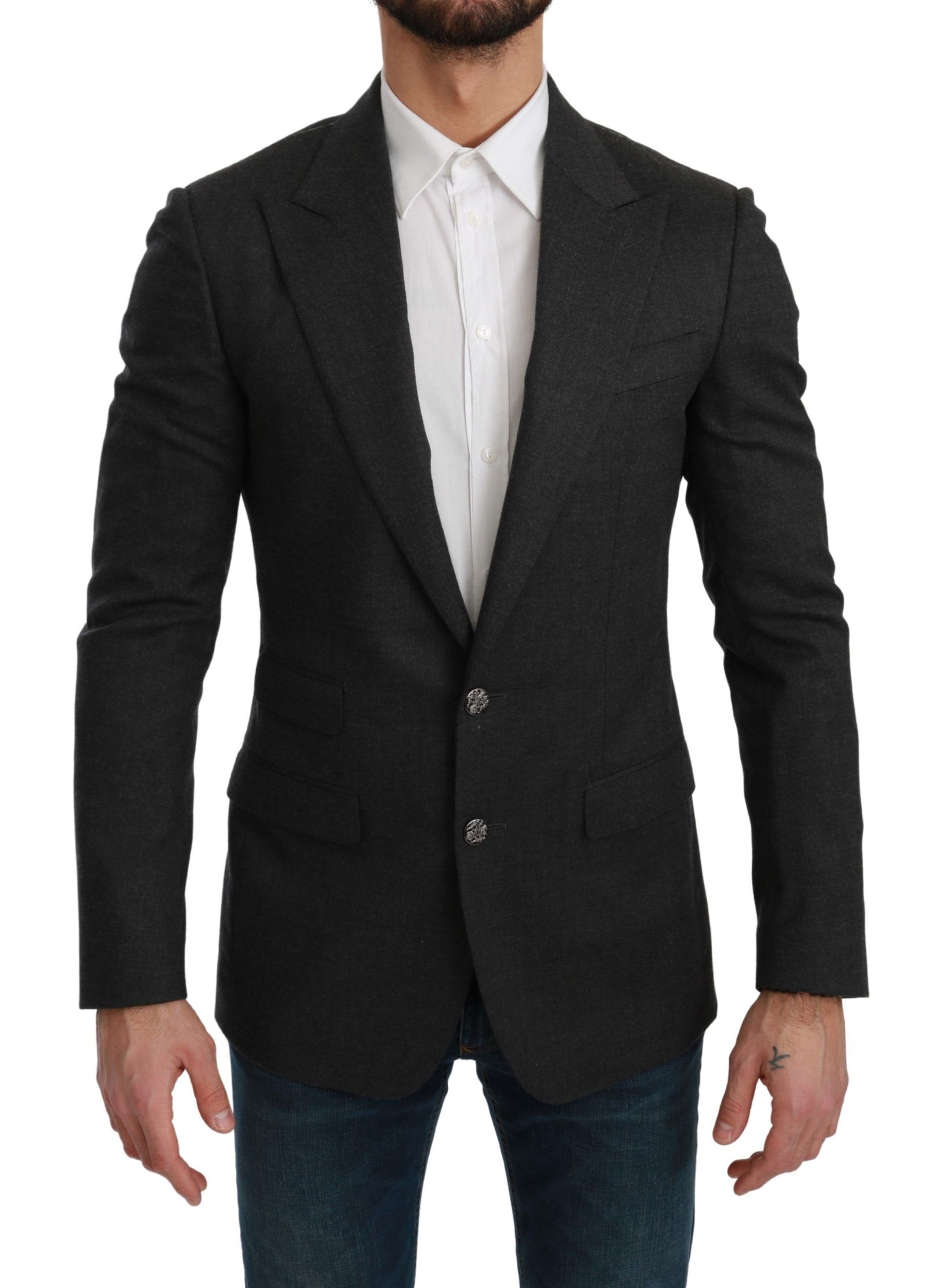 Dolce &amp; Gabbana Elegant Gray Slim Fit Formal Blazer