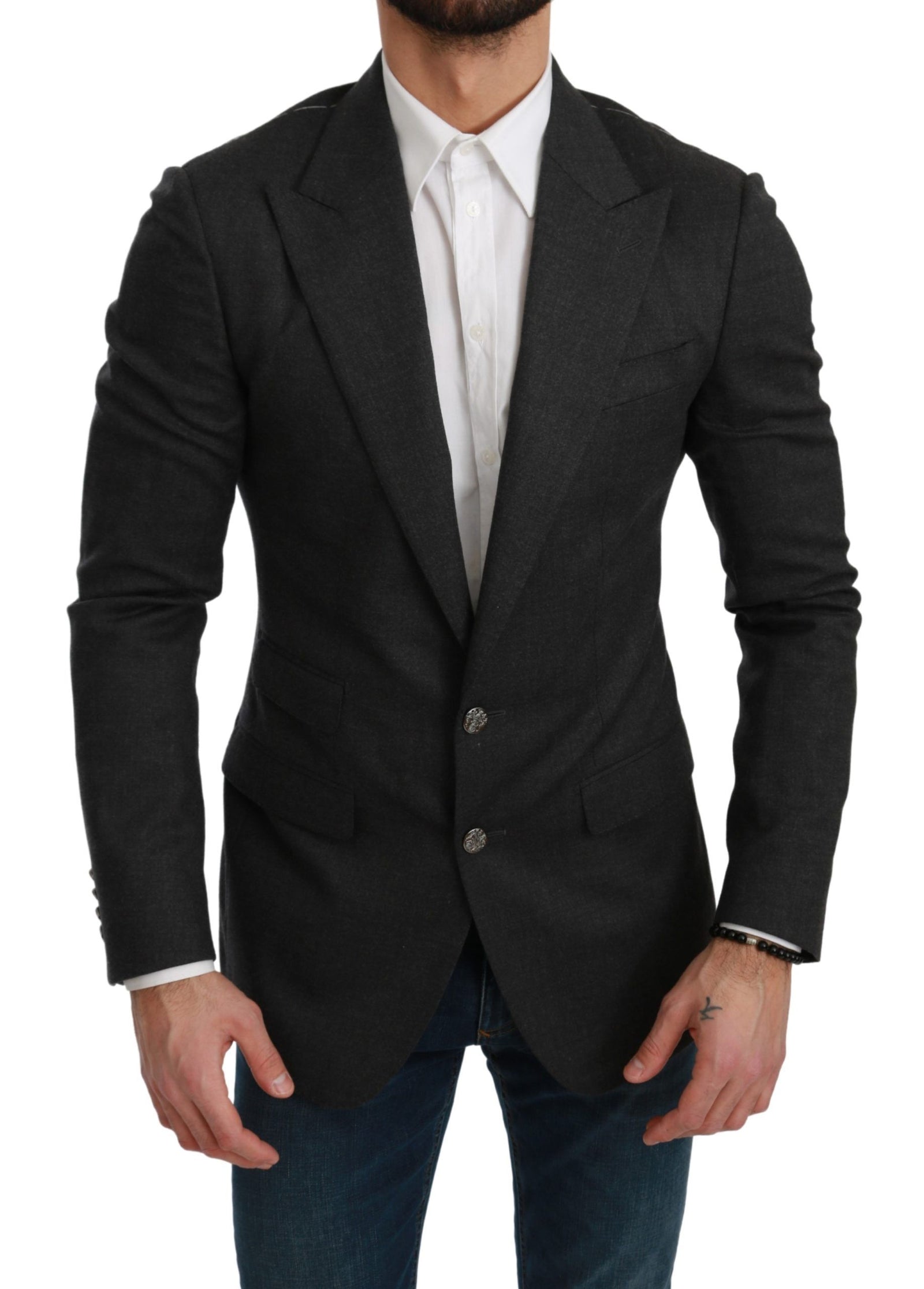 Dolce &amp; Gabbana Elegant Gray Slim Fit Formal Blazer