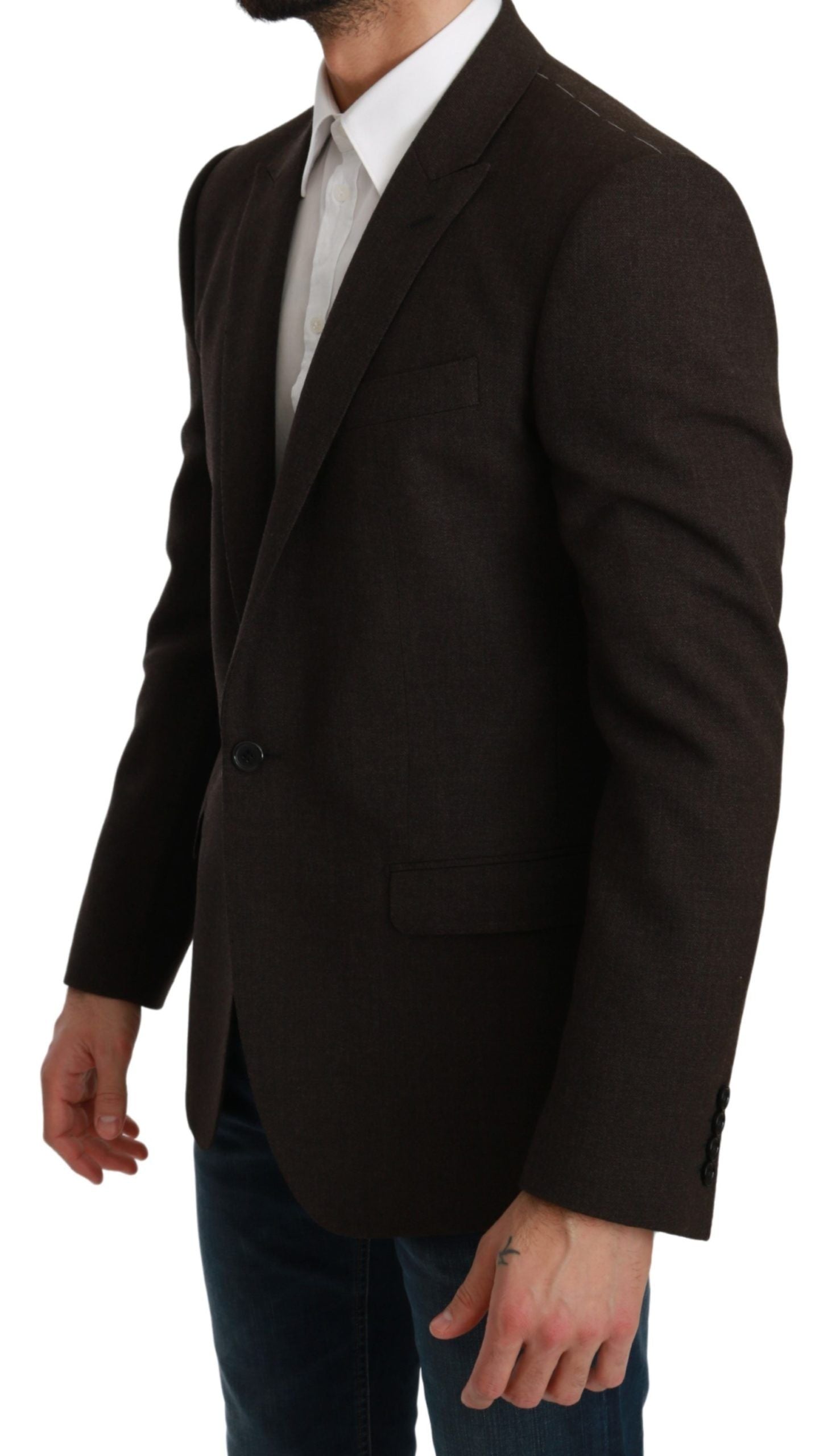 Dolce &amp; Gabbana Elegant Brown Virgin Wool Martini Blazer