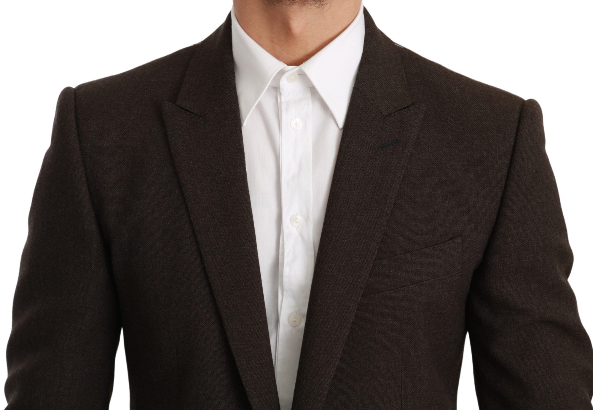 Dolce &amp; Gabbana Elegant Brown Virgin Wool Martini Blazer