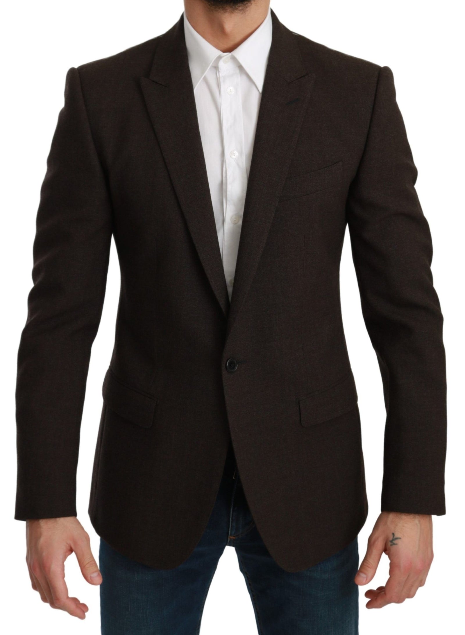 Dolce &amp; Gabbana Elegant Brown Virgin Wool Martini Blazer
