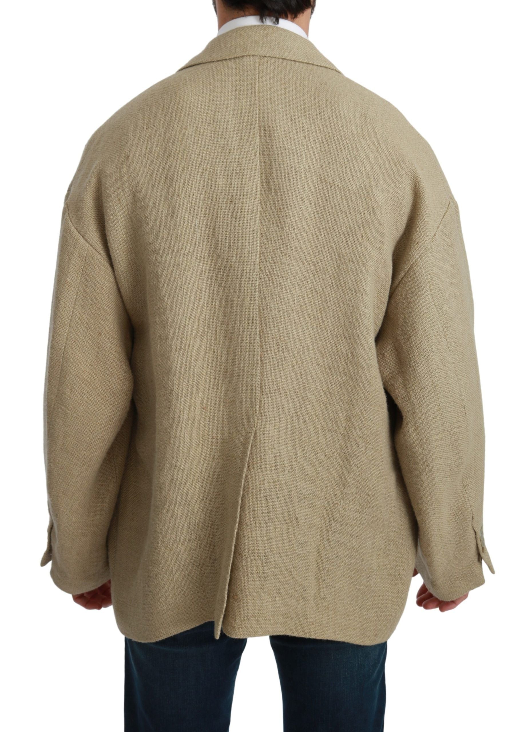 Dolce &amp; Gabbana Chic Beige Jute Single-Breasted Blazer