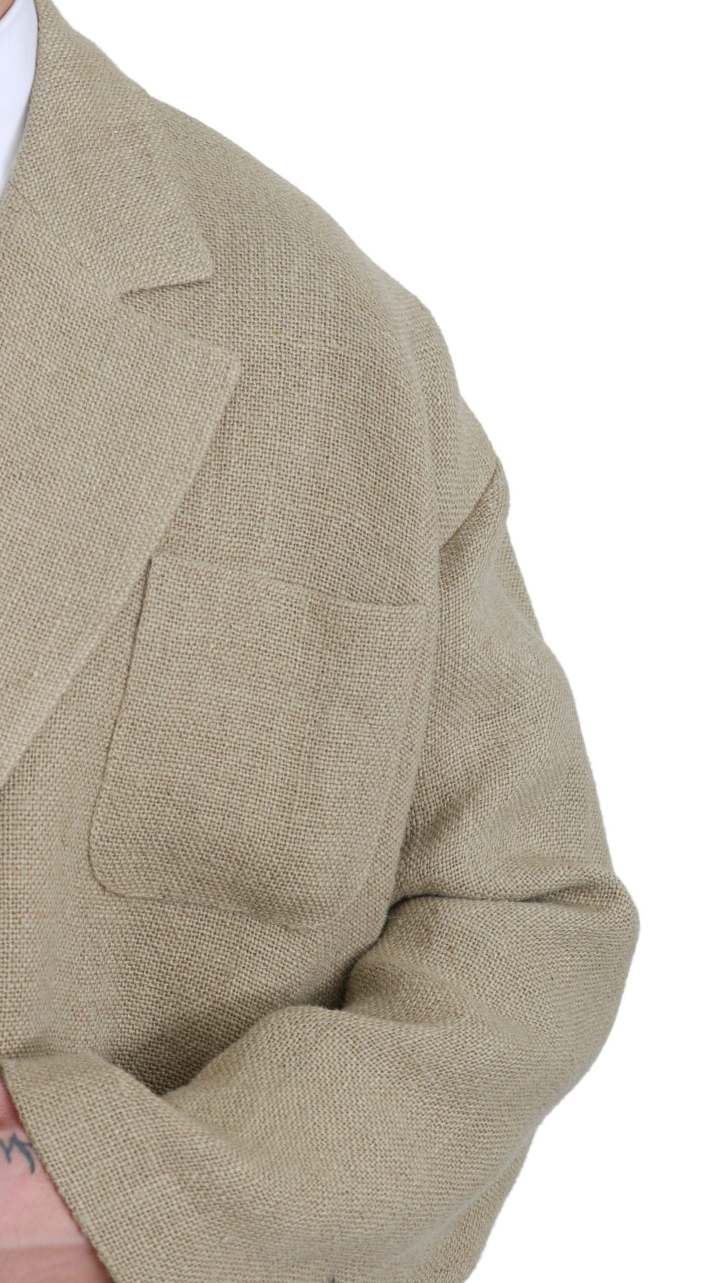 Dolce &amp; Gabbana Chic Beige Jute Single-Breasted Blazer