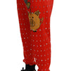 Dolce & Gabbana Red Piggy Bank Cotton Crystal Trousers Pants