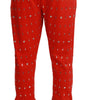 Dolce & Gabbana Red Piggy Bank Cotton Crystal Trousers Pants