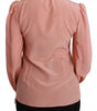 Dolce & Gabbana Pink Silk Gold Sequin Lace Blouse Shirt