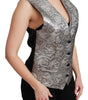 Dolce & Gabbana Silver Brocade Sleeveless Metallic Top