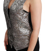 Dolce & Gabbana Silver Brocade Sleeveless Metallic Top