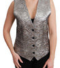 Dolce & Gabbana Silver Brocade Sleeveless Metallic Top