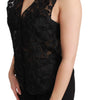 Dolce & Gabbana Black Floral Brocade Top Gilet Waistcoat