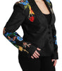 Dolce & Gabbana Black Brocade Crystal Blazer Jacket