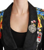 Dolce & Gabbana Black Brocade Crystal Blazer Jacket