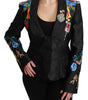 Dolce & Gabbana Black Brocade Crystal Blazer Jacket