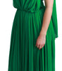 Dolce & Gabbana 100% Silk Green Sleeveless Pleated Maxi Dress