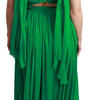 Dolce & Gabbana 100% Silk Green Sleeveless Pleated Maxi Dress