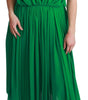 Dolce & Gabbana 100% Silk Green Sleeveless Pleated Maxi Dress
