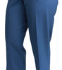 Dolce & Gabbana Blue Pleated Wool Cuffed Cropped Trouser Pants