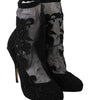 Dolce & Gabbana Embroidered Floral Stiletto Socks Booties