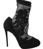 Dolce & Gabbana Embroidered Floral Stiletto Socks Booties