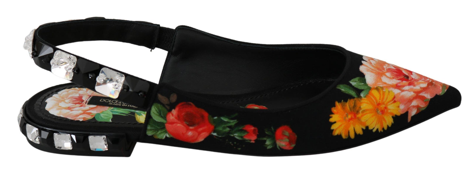 Dolce &amp; Gabbana Élégantes ballerines fleuries ornées de cristaux