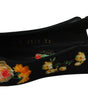 Dolce & Gabbana Black Floral Crystal Slingbacks Flats Shoes