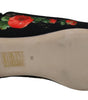 Dolce & Gabbana Black Floral Crystal Slingbacks Flats Shoes