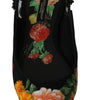 Dolce & Gabbana Black Floral Crystal Slingbacks Flats Shoes