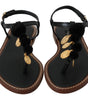 Dolce &amp; Gabbana Pom Pom Flip Flop Ankle Strap Flats