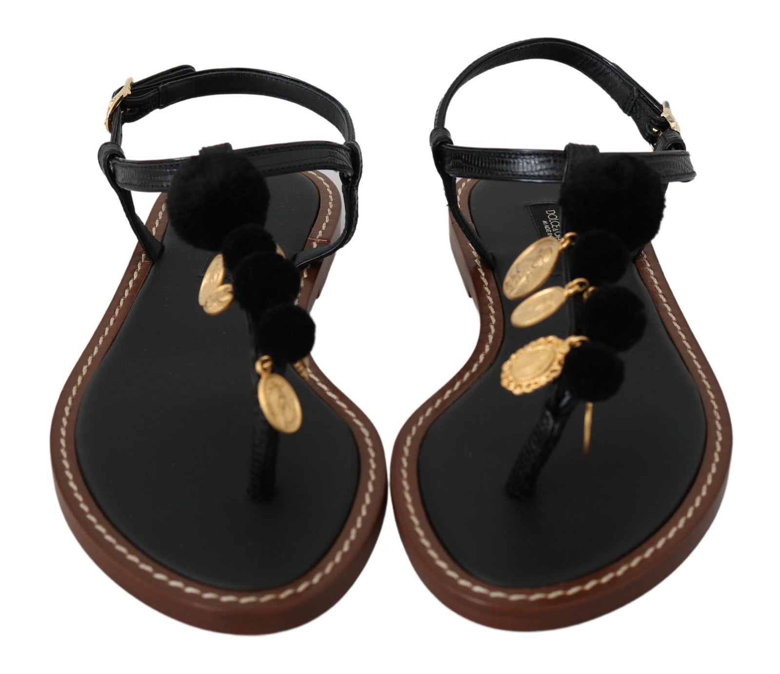 Dolce & Gabbana Ballerines à bride cheville et tongs à pompons