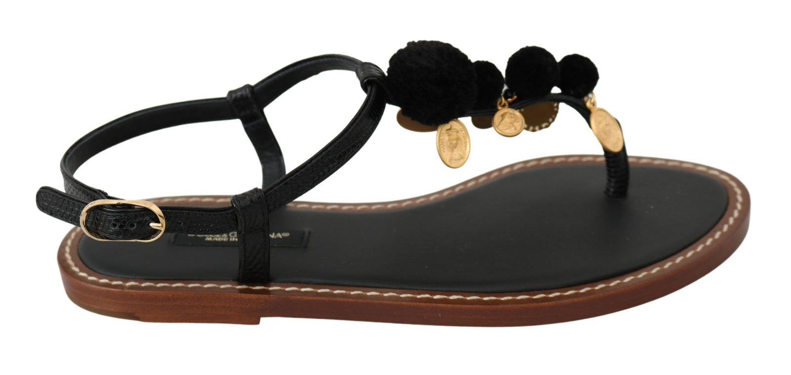 Dolce & Gabbana Ballerines à bride cheville et tongs à pompons