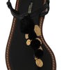 Dolce &amp; Gabbana Pom Pom Flip Flop Ankle Strap Flats