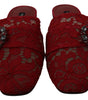 Dolce &amp; Gabbana Radiant Red Slide Flats with Crystal Embellishments