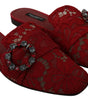 Dolce &amp; Gabbana Radiant Red Slide Flats with Crystal Embellishments