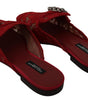 Dolce &amp; Gabbana Radiant Red Slide Flats with Crystal Embellishments