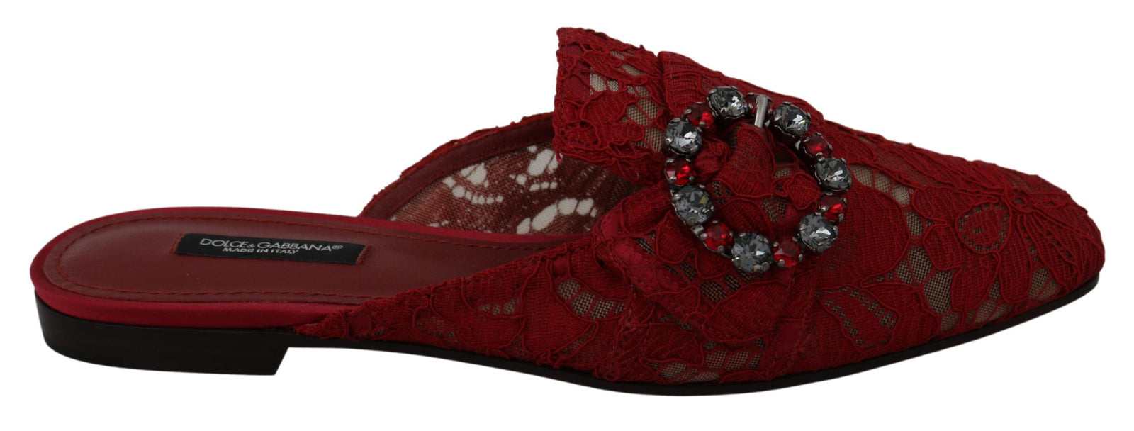 Ballerines plates Dolce & Gabbana Radiant Red avec ornements en cristal