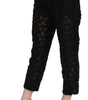 Dolce & Gabbana Black Lace Straight Cropped High Waist Pants