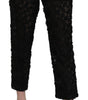 Dolce & Gabbana Black Lace Straight Cropped High Waist Pants