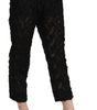 Dolce & Gabbana Black Lace Straight Cropped High Waist Pants