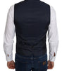 Dolce & Gabbana Blue Silk Romb Pattern Formal Coat Vest