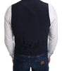 Dolce & Gabbana Blue Viscose Stretch Formal Coat Vest