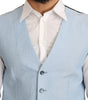 Dolce & Gabbana Blue Viscose Stretch Formal Coat Vest