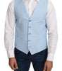 Dolce & Gabbana Blue Viscose Stretch Formal Coat Vest