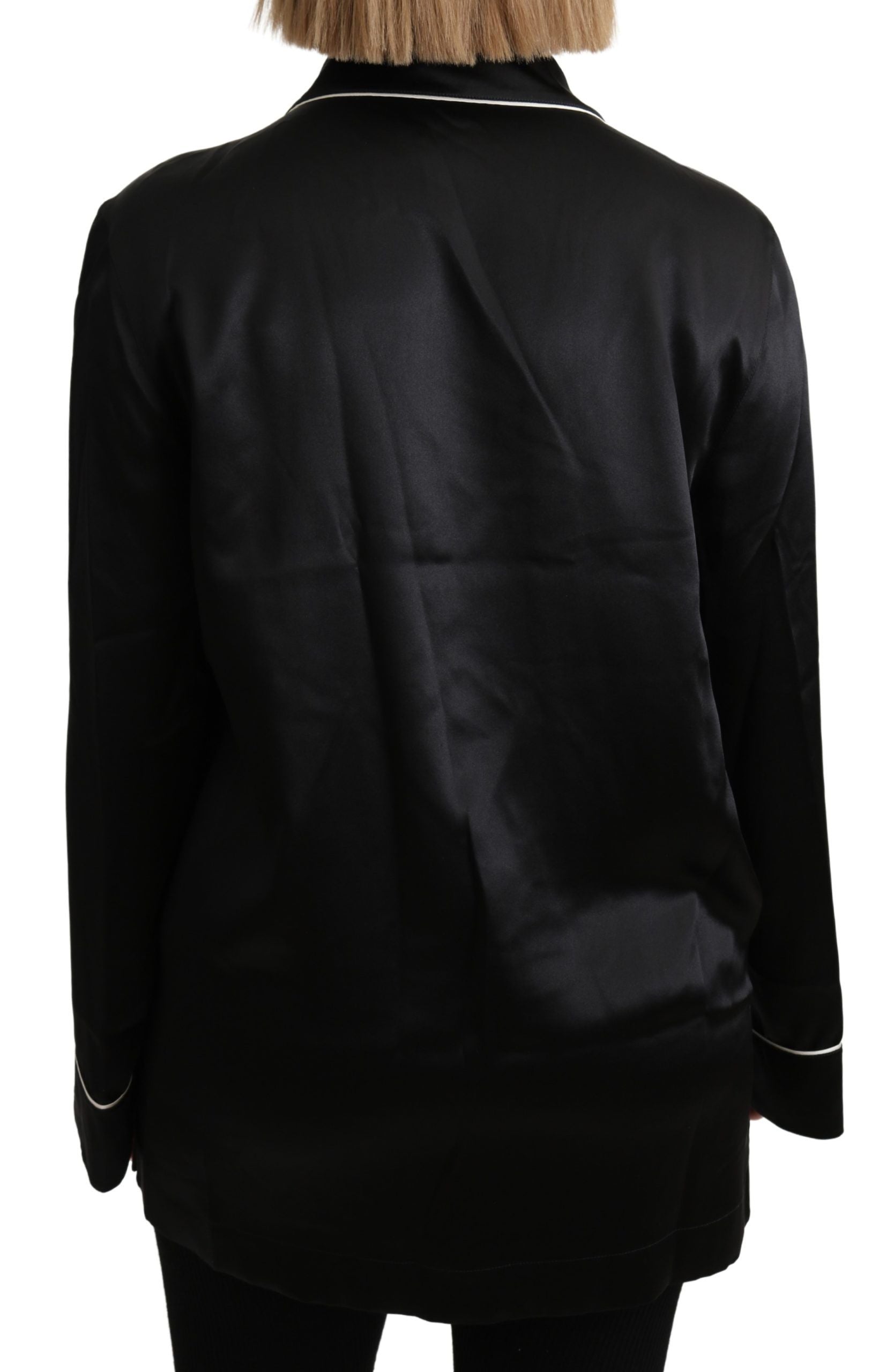 Dolce & Gabbana Élégant chemisier boutonné en soie noire